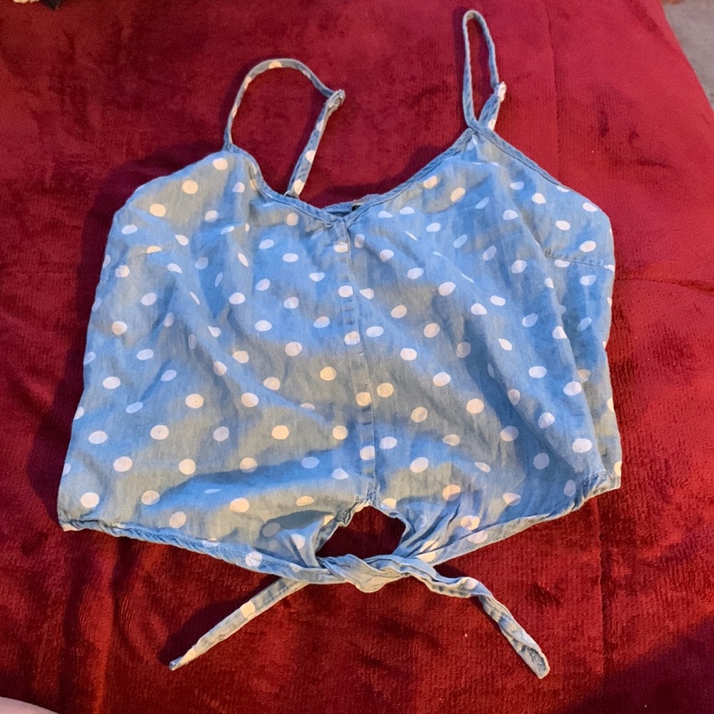 cropped tank top blue poka dotted